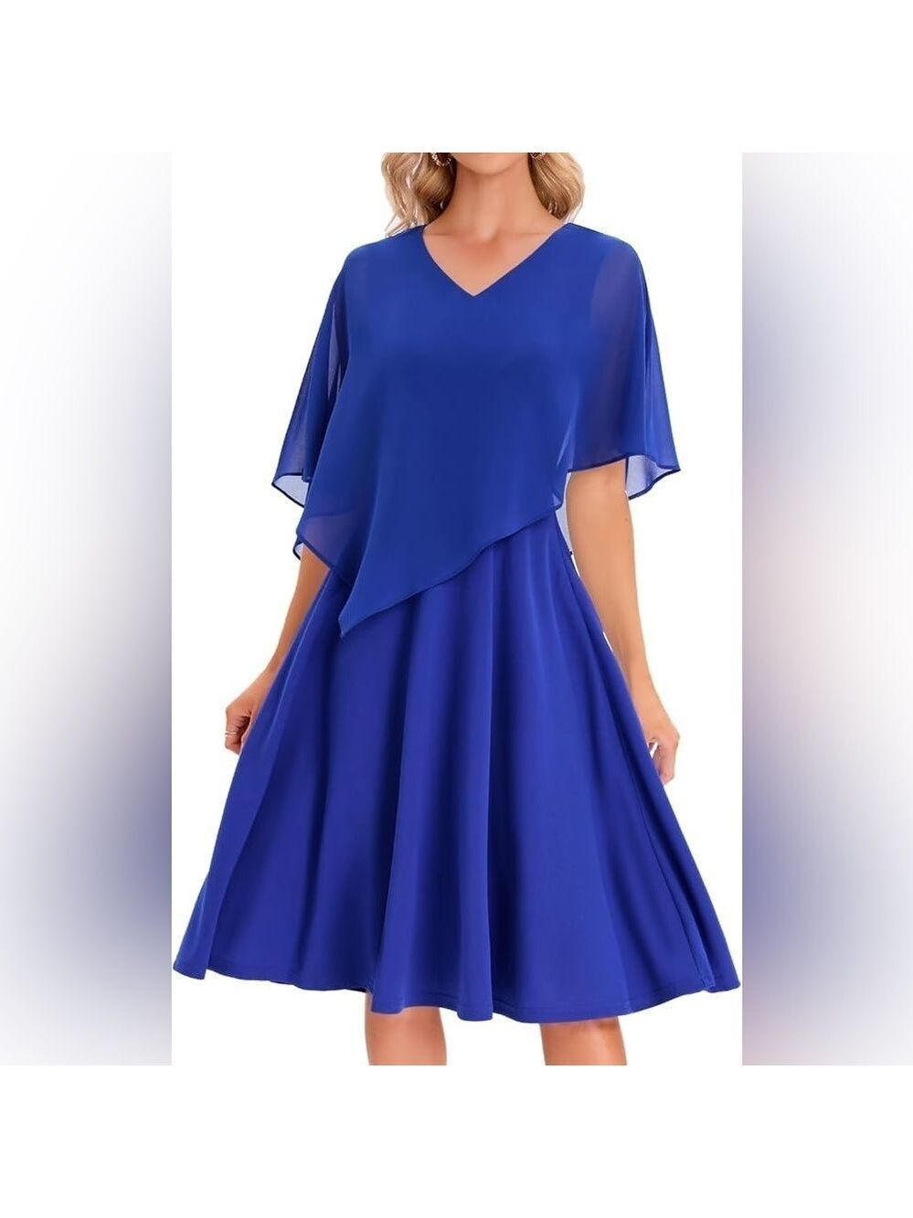 DRESSTELLS Dress with Chiffon Overlay Cape, Mother of The Bride, Wedding Guest